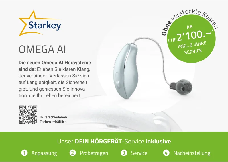 Starkey OMEGA AI Hörgerät – ab CHF 2’100.– inklusive 6 Jahre Service